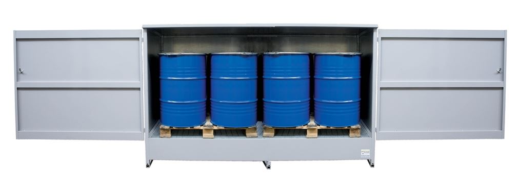 Metalen opslagkast voor 2x IBC 1000L  of 8 vaten 200L