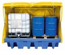 PE opvangbak voor 2x IBC  1000L met PVC cover