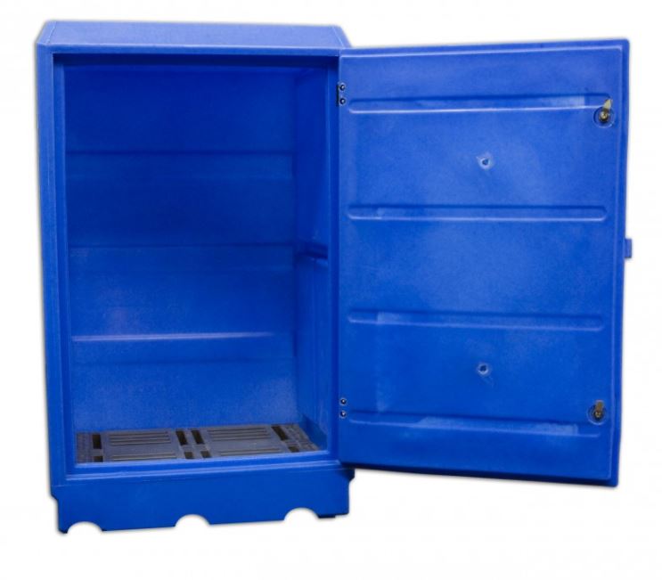 Armoire de sécurité pour produits corrosifs. Polyéthylène, 1 porte, 920 x 720 x H1520 mm.